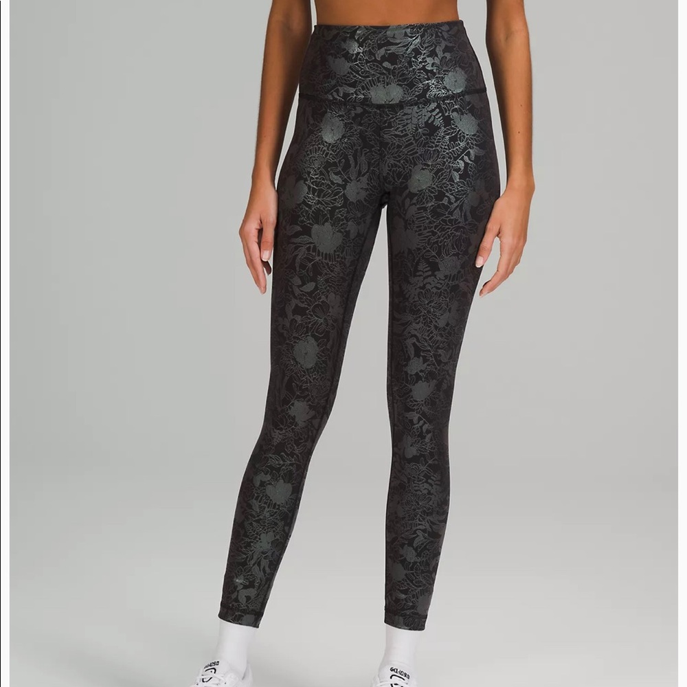 lululemon Wunder Train High-Rise Tight 25" Black Iridescent Foil size 6, NEW
